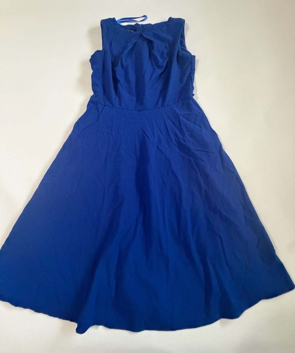 Studio Royal Blue Sleeveless Flare Midi Cocktail Dress Size 6